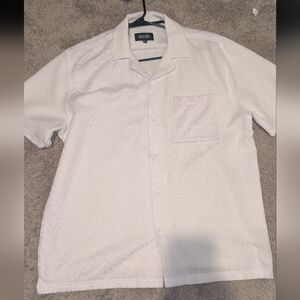 Malibu Textured Guayabera White Men's Casual Button Down Shirt
